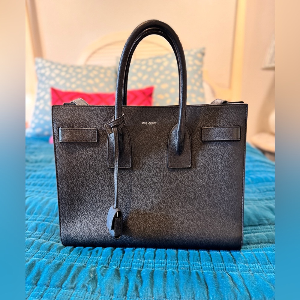 Saint Laurent Sac De Jour Calfskin Black Leather Handbag